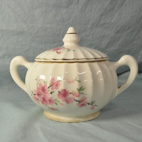 vintage W.S. George Bolero peach blossom 123A 16 oz sugar bowl with lid (214w) - Picture 7 of 14